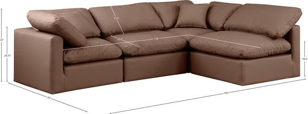 Indulge Brown Vegan Leather Modular Sectional 146Brown-Sec4B Meridian Furniture