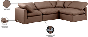 Indulge Brown Vegan Leather Modular Sectional 146Brown-Sec4B Meridian Furniture