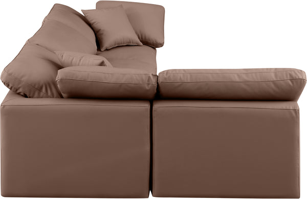 Indulge Brown Vegan Leather Modular Sectional 146Brown-Sec4B Meridian Furniture