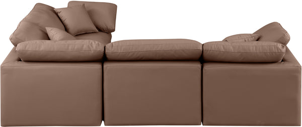 Indulge Brown Vegan Leather Modular Sectional 146Brown-Sec4C Meridian Furniture