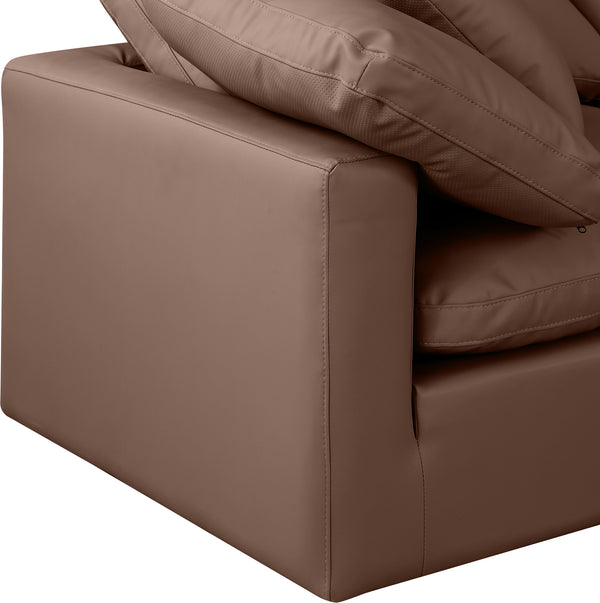 Indulge Brown Vegan Leather Modular Sectional 146Brown-Sec4C Meridian Furniture