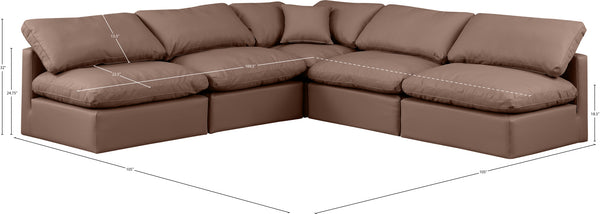 Indulge Brown Vegan Leather Modular Sectional 146Brown-Sec5B Meridian Furniture
