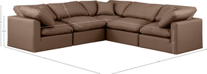 Indulge Brown Vegan Leather Modular Sectional 146Brown-Sec5C Meridian Furniture
