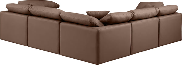 Indulge Brown Vegan Leather Modular Sectional 146Brown-Sec5C Meridian Furniture