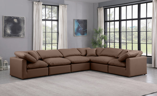 Indulge Brown Vegan Leather Modular Sectional 146Brown-Sec6A Meridian Furniture