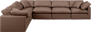 Indulge Brown Vegan Leather Modular Sectional 146Brown-Sec6A Meridian Furniture