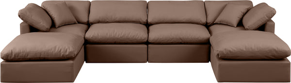 Indulge Brown Vegan Leather Modular Sectional 146Brown-Sec6B Meridian Furniture