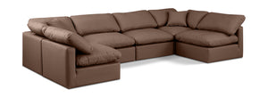 Indulge Brown Vegan Leather Modular Sectional 146Brown-Sec6D Meridian Furniture