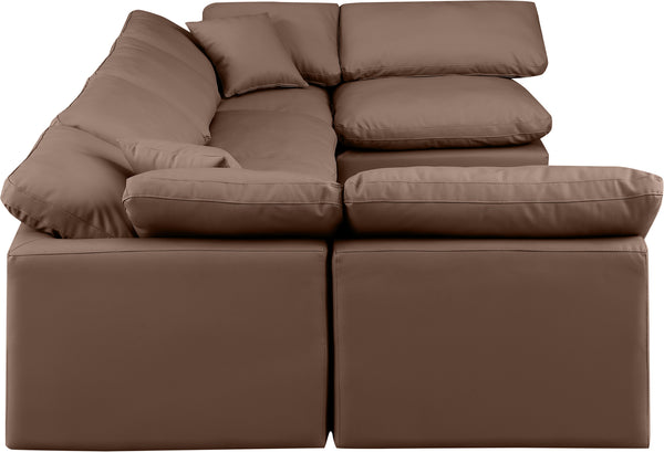 Indulge Brown Vegan Leather Modular Sectional 146Brown-Sec6D Meridian Furniture