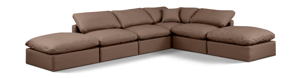 Indulge Brown Vegan Leather Modular Sectional 146Brown-Sec6E Meridian Furniture