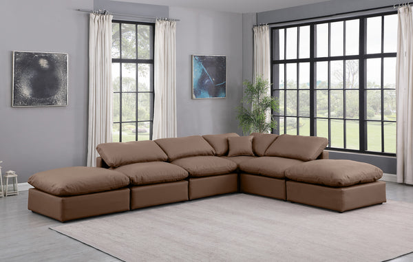 Indulge Brown Vegan Leather Modular Sectional 146Brown-Sec6E Meridian Furniture