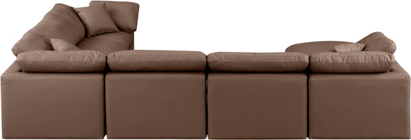 Indulge Brown Vegan Leather Modular Sectional 146Brown-Sec7A Meridian Furniture