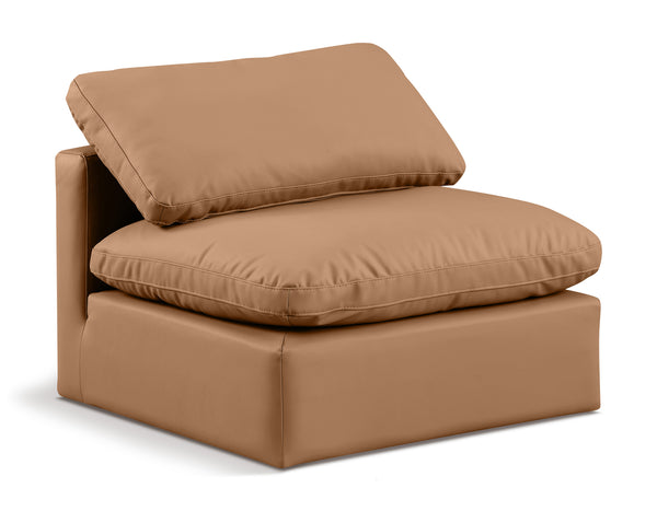 Indulge Cognac Vegan Leather Armless Chair 146Cognac-Armless Meridian Furniture