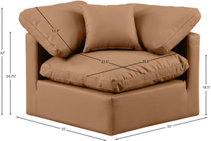 Indulge Cognac Vegan Leather Corner Chair 146Cognac-Corner Meridian Furniture