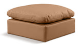 Indulge Cognac Vegan Leather Ottoman 146Cognac-Ott Meridian Furniture