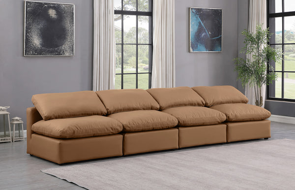Indulge Cognac Vegan Leather Modular Sofa 146Cognac-S4 Meridian Furniture