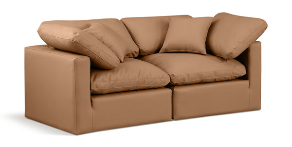Indulge Cognac Vegan Leather Modular Sofa 146Cognac-S70 Meridian Furniture