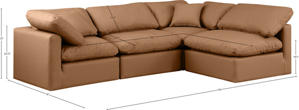 Indulge Cognac Vegan Leather Modular Sectional 146Cognac-Sec4B Meridian Furniture