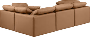 Indulge Cognac Vegan Leather Modular Sectional 146Cognac-Sec4C Meridian Furniture