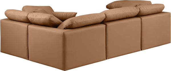 Indulge Cognac Vegan Leather Modular Sectional 146Cognac-Sec4C Meridian Furniture