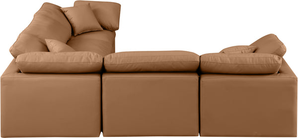 Indulge Cognac Vegan Leather Modular Sectional 146Cognac-Sec5C Meridian Furniture