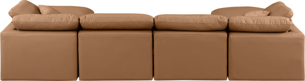 Indulge Cognac Vegan Leather Modular Sectional 146Cognac-Sec6B Meridian Furniture