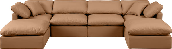 Indulge Cognac Vegan Leather Modular Sectional 146Cognac-Sec6B Meridian Furniture