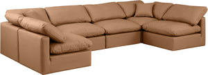 Indulge Cognac Vegan Leather Modular Sectional 146Cognac-Sec6D Meridian Furniture