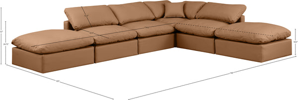 Indulge Cognac Vegan Leather Modular Sectional 146Cognac-Sec6E Meridian Furniture