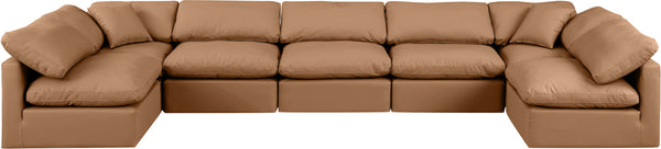 Indulge Cognac Vegan Leather Modular Sectional 146Cognac-Sec7B Meridian Furniture