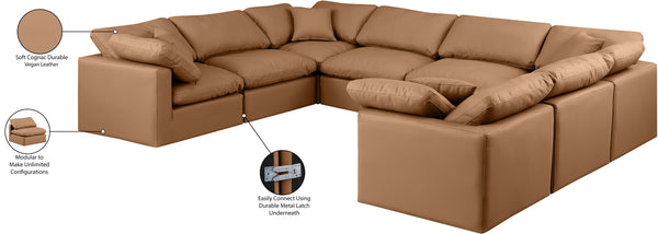 Indulge Cognac Vegan Leather Modular Sectional 146Cognac-Sec8A Meridian Furniture