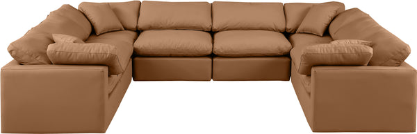 Indulge Cognac Vegan Leather Modular Sectional 146Cognac-Sec8A Meridian Furniture