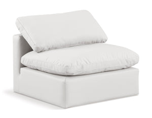 Indulge Cream Vegan Leather Armless Chair 146Cream-Armless Meridian Furniture