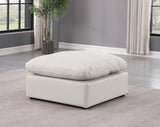 Indulge Cream Vegan Leather Ottoman 146Cream-Ott Meridian Furniture