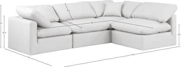 Indulge Cream Vegan Leather Modular Sectional 146Cream-Sec4B Meridian Furniture