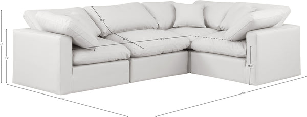 Indulge Cream Vegan Leather Modular Sectional 146Cream-Sec4C Meridian Furniture