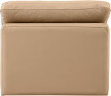 Indulge Tan Vegan Leather Armless Chair 146Tan-Armless Meridian Furniture