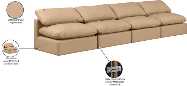 Indulge Tan Vegan Leather Modular Sofa 146Tan-S4 Meridian Furniture