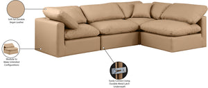 Indulge Tan Vegan Leather Modular Sectional 146Tan-Sec4B Meridian Furniture