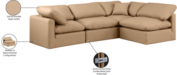 Indulge Tan Vegan Leather Modular Sectional 146Tan-Sec4B Meridian Furniture