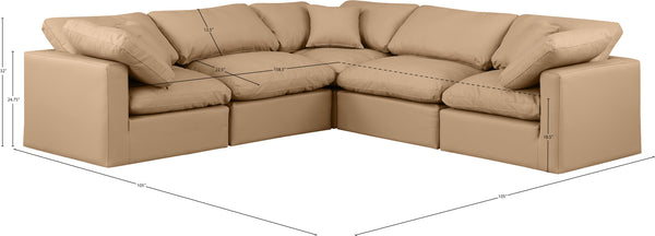 Indulge Tan Vegan Leather Modular Sectional 146Tan-Sec5C Meridian Furniture