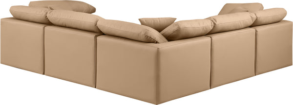 Indulge Tan Vegan Leather Modular Sectional 146Tan-Sec5C Meridian Furniture