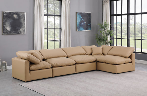 Indulge Tan Vegan Leather Modular Sectional 146Tan-Sec5D Meridian Furniture
