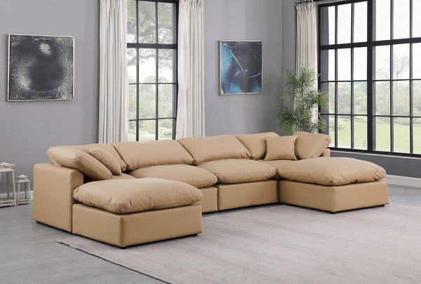 Indulge Tan Vegan Leather Modular Sectional 146Tan-Sec6B Meridian Furniture