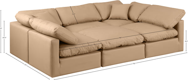 Indulge Tan Vegan Leather Modular Sectional 146Tan-Sec6C Meridian Furniture