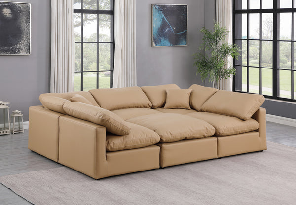 Indulge Tan Vegan Leather Modular Sectional 146Tan-Sec6C Meridian Furniture