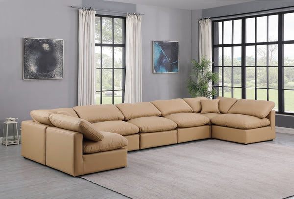 Indulge Tan Vegan Leather Modular Sectional 146Tan-Sec7B Meridian Furniture