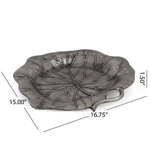 English Elm Christopher Knight Home® - Platter Elegant Oval Aluminum & Glass Serving Tray with Floral Motif, Chills or Heats, Handwash Only (16.5") 71639.00