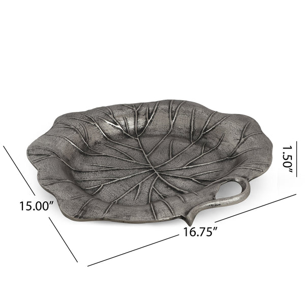 English Elm Christopher Knight Home® - Platter Elegant Oval Aluminum & Glass Serving Tray with Floral Motif, Chills or Heats, Handwash Only (16.5") 71639.00