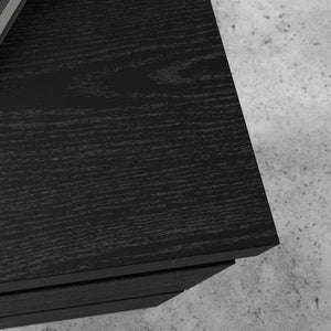 English Elm L-Shaped Modern Desk With Black Finish, Spacious Work Surface, Storage Drawers For Home Office & Gaming B356P402752